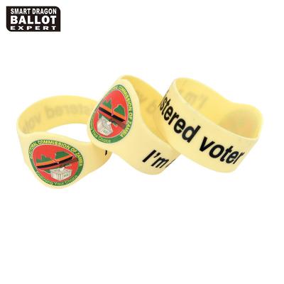 China New Custom Printed Election Silicone Wrist Bands Custom Printed Silicone Wristband for sale