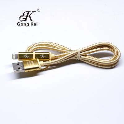 China High Quality Gold And Exquisite Multiple USB Charger Phone Strong Durable 2 Smart Cable for sale