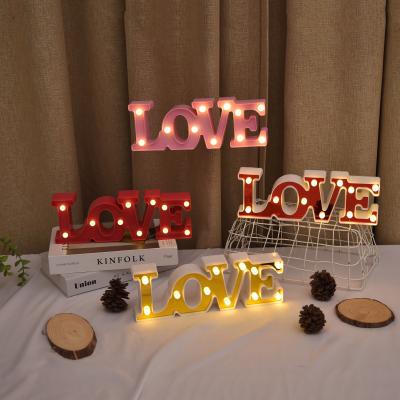 China Long 2022 Indoor Home Decoration Party Wedding Valentine's Day Gift LED Love Illuminated Letter Night Light Alphabet Light for sale