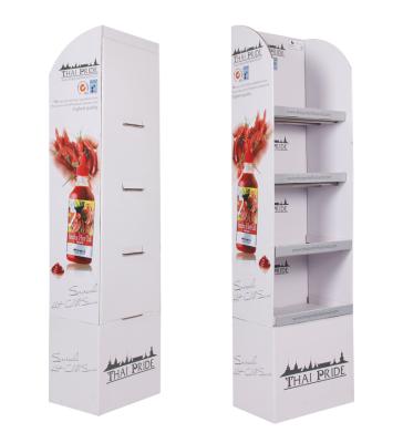 China Advertising Creamy French Lentil Soup POS Floor Stand Display Cardboard Pop Up Paper Floor Display Shelving For Bakery for sale