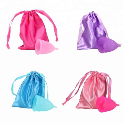 China For Women Bag Good Quality Medical Silicone Satin Menstrual Storage Cups for sale