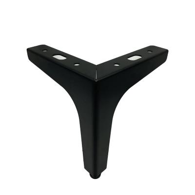 China Modern Sofa Cabinet Metal Adjust Foot Leg Leveler 4 Inch Matte Black Furniture Sofa Legs Metal Triangle Sofa Legs for sale