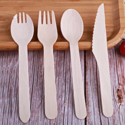 China 2022 New Arrival Disposable Natural Chinese Biodegradable Knife Spoon Fork Wooden Cutlery Set for sale