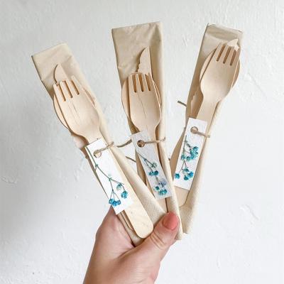 China Factory Price Birch Wood Knives Eco Friendly Disposable Forks Spoon Biodegradable Disposable 160Mm Wooden Spoon Cutlery for sale