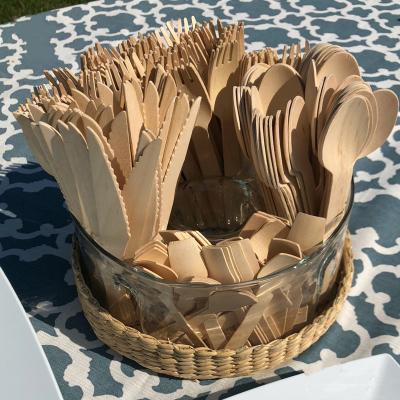 China High Quality Disposable Bamboo Dessert Spoon Bamboo Forks Disposable Wooden Cutlery Set For Kitchen Reusable for sale