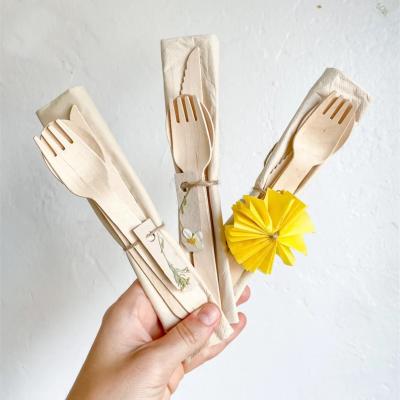 China Wholesale Eco-Friendly Disposable Biodegradable Natural Bamboo Cutlery Sets Knife Fork Spoon Wooden Spoon for sale