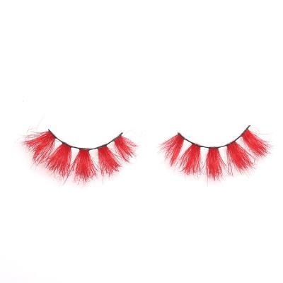 China New Design Colorful 3d 25mm Dreamy Color Red Black Colored Eyelashes Beautiful for sale