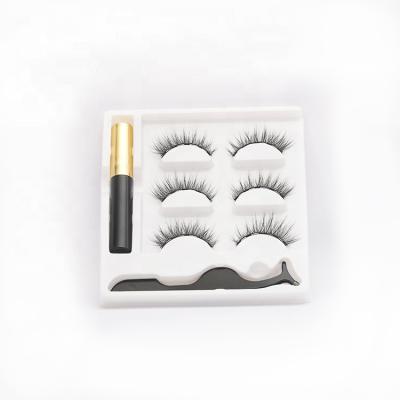 China Natural Self Adhesive Eyelashes 5 Pairs Magnetic False Eyelashes with Eyelash Tweezers for sale