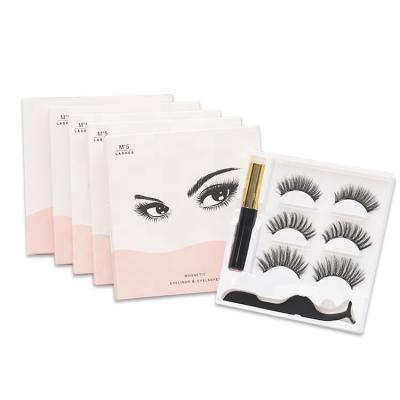 China Handmade Magnetic Volume False Eyelashes Magnetic Eyelashes Kit With Eyeliner for sale