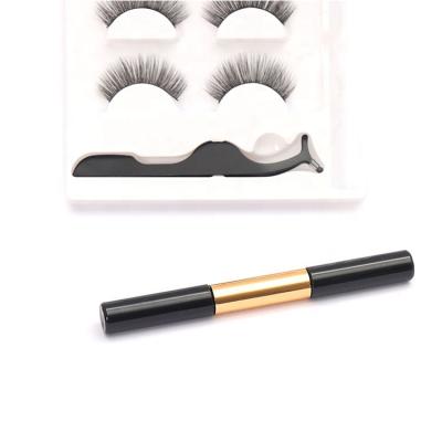 China 2021 new styles natural cheap magnetic tape eyeliner eyelashes with tweezers for sale