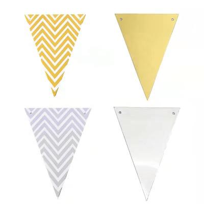 China Multicolor Hot Stamping Festival Triangle Flag Happy Birthday Bunting Banners For Party Decoration Birthday Flag Pull for sale