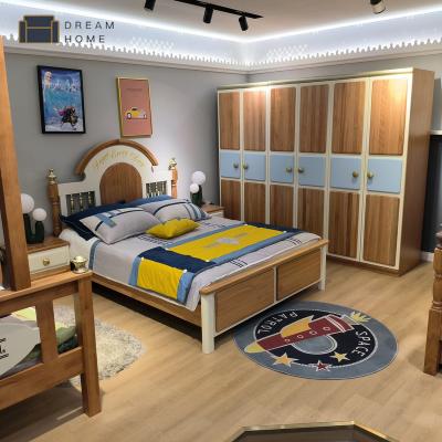 China Nordic EUROPEAN Style 1.5m Bedroom Tall Wooden Kids Bed Design OEM High End Wooden Furniture Double Beds For Bedroom for sale