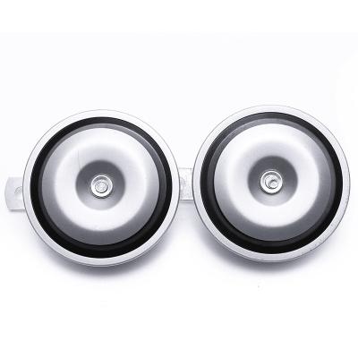 China Waterproof Hot Sale Frequency H: 400 Hz L: 335 Hz Motorcycle Horn Silver Color Elecrirc Disc Horn For Motorcycle for sale