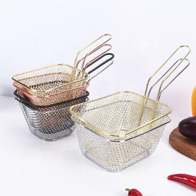 China Mini Square Deep Fryer Fry Fryer Basket Metal Stainless Steel Cookware Frying Basket Viable Viable Strainer Kitchenware Frying Snacks for sale