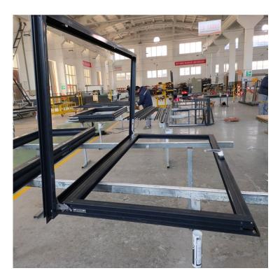 China Folding Aluminum Toughened Glazed Fabric Double Screen Curtain Windows for sale