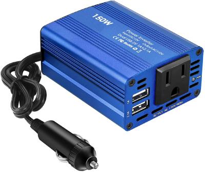 China 150W Laptop Car Power Inverter DC 12V to AC 110V Converter with Dual USB Ports Pure Sine Wave Inverter for sale