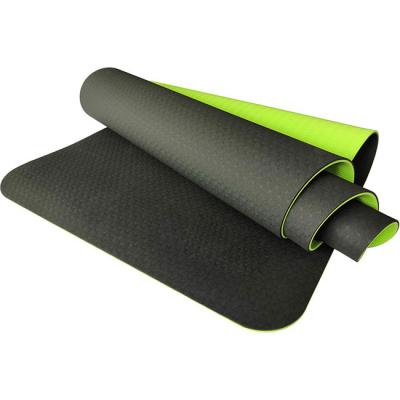 China Eco-friendly Yoga Tape Mat Double Layer Black And Thickness 6MM Green Color In Stock Custom Logo for sale