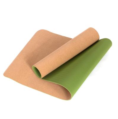 China Cork Yoga Mat Non-Slip Eco-Friendly 100% eco-friendly cork and non-toxic tape backing with alignment lines for sale