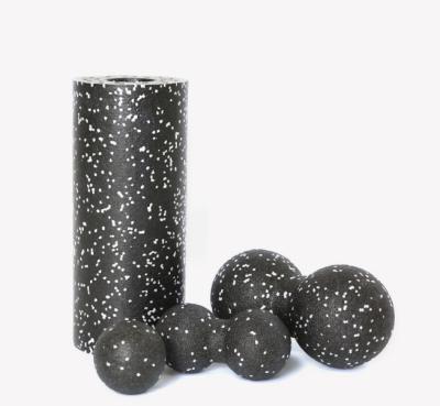 China High Density Pilates Massage PPE Yoga Foam Roller Custom Size Fitness Equipment Black/White With Peanut Lacrosse Massage Ball 4 PCS Set for sale