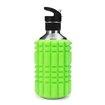 China 2021 Fashion Multifunctional Stainless Steel Metal Water Bottles With Straw Eco Friendly BPA Portable GYM Water Bottle Foam Free Roller for sale