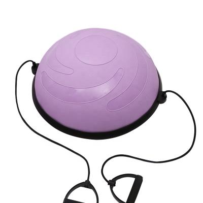 China 58CM Diameter Ball Anti-burst Yoga Balance Exercise Ball Gymnastic Carry Strap Semi Circular Half PVC Pilate Extra Thick Purple Ball for sale