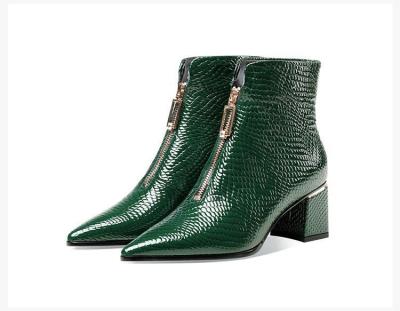 China Fashion Trend Design Lady Boots Breathable Thick Square Heel Rejects Premium Quality Lady Boots For Italy Style Luxury Brand for sale