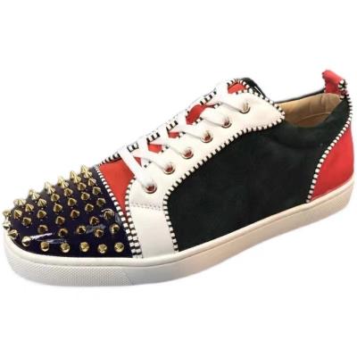 China Thick-soled rivet lace-up anti-slip bottom-red toe casual shoes for men and women for sale