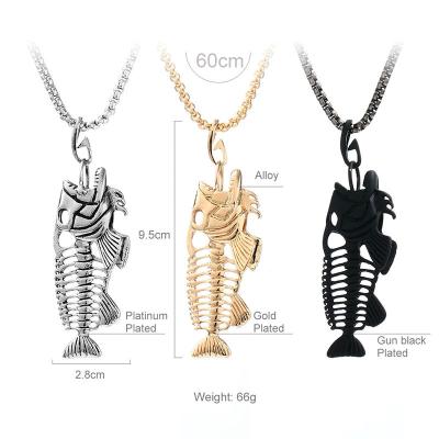 China Environmental Friendly Wholesale Custom Hip Hop Necklace Punk Chain With Men's Fish Pendant Necklaces for sale