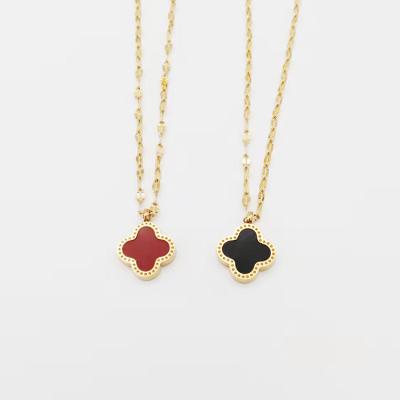 China CLASSIC High Quality 18k Gold Plated Stainless Steel Jewelry Four Leaf Clover Necklace for sale