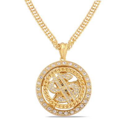 China Wholesale Hiphop Hip Hop Gold Plated Cuban Dollar Chain Necklace, Necklace For Couples for sale