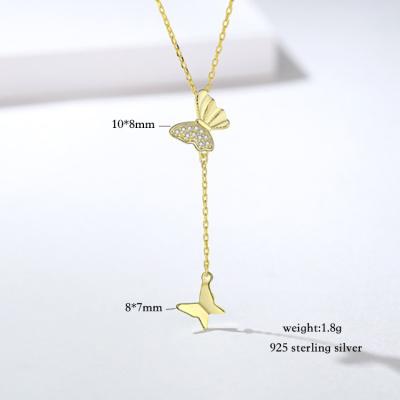 China 2021 New Design Gold Fashionable Custom Necklace 925 Sterling Silver Butterfly Necklace for sale