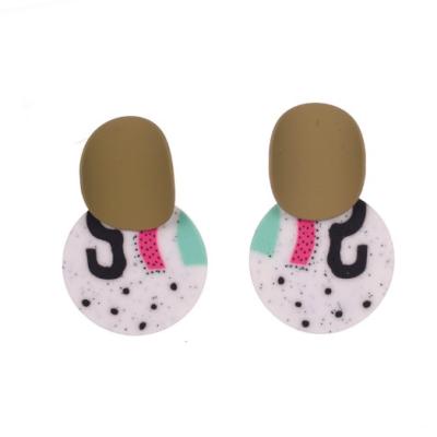 China Fashion CLASSIC Geometric Ceramic Cute Stud Earrings Korean Polymer Clay Earrings for sale