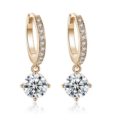 China High Shiny Polished Cheap Gemstones Huggies Fashion Cubic Zirconia Classic Shiny Earrings Bridal Earrings for sale