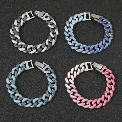 China 2022 Environmental Friendly Enamel Men's Hip Hop Jewelry Cuban Chain Bracelets For Men for sale