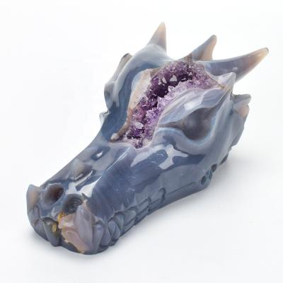 China China High Quality China Wholesale Natural Dragon Agate Amethyst Geode Crystal Dragon Skull for sale