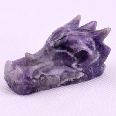 China High Quality Realistic Cut Agate Dragon Head Amethyst Dragon Skull From China for sale