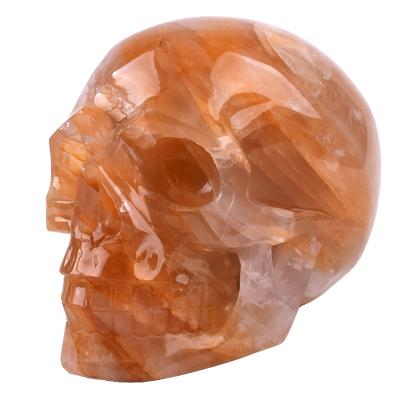 China Europe skull high quality crystal hand-carved crystal skull natural citrine skull for sale