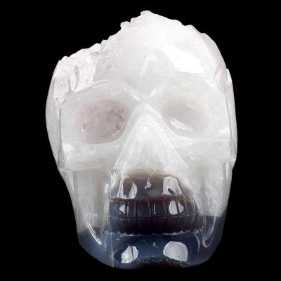 China China Quality 6.9 Inch Tall Agate Geode Skull Hand-carved All Crafts Crystal Crystal Skull Oversized Skull for sale