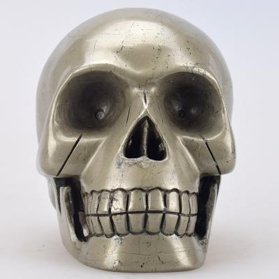 China Europe Promotional Hand Carved Realistic Skull Sculpture Pyrite Crystal Skull for sale