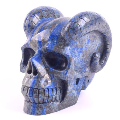 China China Wholesale Natural Life Size Crystal Skulls Hand-carved Shofar Lazulite Crystal Skull for sale