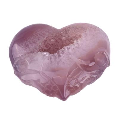 China China Natural Agate Hand-Carved Heart Geode Crystal Skull for sale