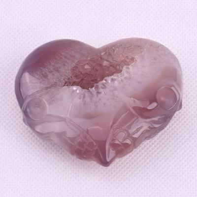 China China Exquisite Hand Carved Crystal Craft Semi Precious Statue Heart Shape Skulls Face for sale