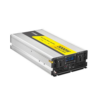 China Aluminum Alloy 3000W 12V 24V 48V DC to AC 110v 220v Pure Sine Wave Solar Power Inverter for sale