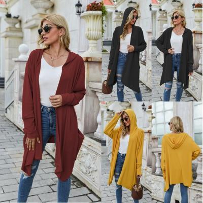 China European and American women's new autumn and winter style anorak solid color hooded coat jacket viable long-sleeved women for sale