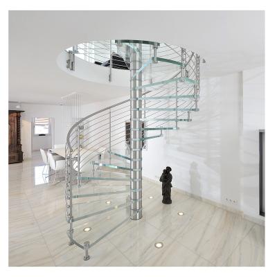 China Modern High Quality Curve Glass Panels Prefab Spiral Stair Temper Glass Tread for sale