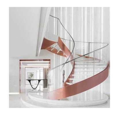 China Contemporary Modern LED Light Glass Balustrade Indoor Circular Curved Straight Staircase for sale