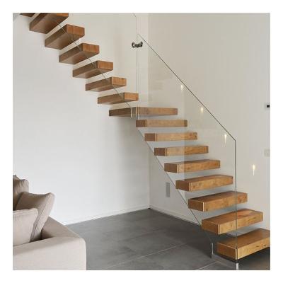 China Contemporary Customizable Building Supplies Floating Staircase Tempered Glass Panel With Glass Enclosure Floating Staircase for sale