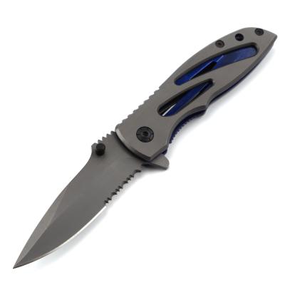 China Sharpness Tac Force Tactical Pocket Knife With Layer Colors Handle 400 Steel Folding Knife Half Serrated Blade Titanium Coated Knife for sale