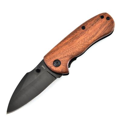 China Mini Slide Knife Open Handle Wooden Folding Knife Outdoor Camping Knife for sale