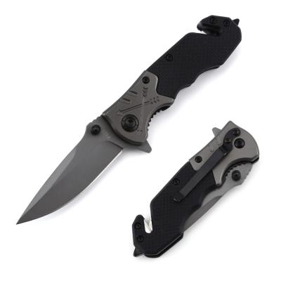 China Spring Assisted Point Blade Knife G10 Grip Belt Cutter Window Breaker Titanium Non-variable Pocket Knife Ultra Sensitive Decreasing Knife for sale